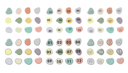 001くすみカラー流体シェイプのナンバーアイコンセット