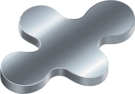 Silver, 3D, metallic, puzzle-like, shape