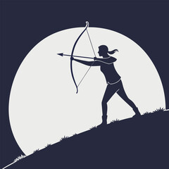  Silhouette of a Bow and Arrow in Action Pose.eps