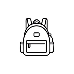Simple Line Art Backpack Illustration for School or Travel with Pockets and Straps in Black and White Minimalist Style