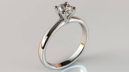 A delicate engagement ring with a single diamond, set in a sleek band