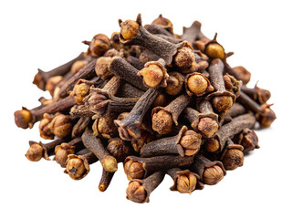 Obraz premium Pile of dried cloves spice isolated on transparent background