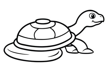Cute cartoon turtle with a shell and happy expression