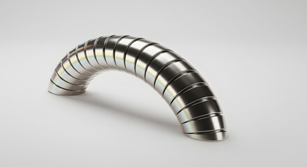 輝く金属、滑らか曲線 優雅なアーチ構造 精密な幾何学模様. AI Generated