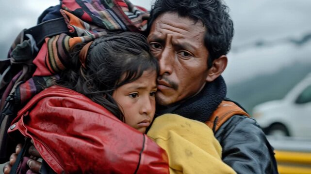 Emotional moment of migrant Mexican family separation at checkpoint