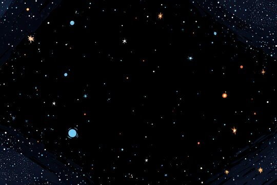 Vector space background featuring a cute flat style template ideal for digital artwork, presentations, and educational purposes related to outer space themes