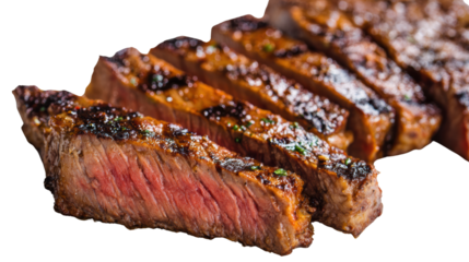 Succulent grilled steak slices showcasing perfect sear and juicy interior.