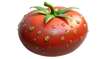 Fresh red tomato covered in water droplets