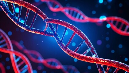 A hyper-detailed digital rendering of a fluid, wave-like pattern in deep reds and blues, symbolizing blood flow through intricate vessels, set in a high-tech lab environment with sharp focus