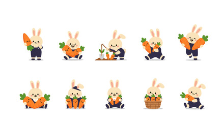 Adorable bunnies gathering fresh carrots for a delicious harvest celebration