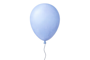 Single light blue inflated balloon floating against a transparent background, perfect for party or celebration visuals
