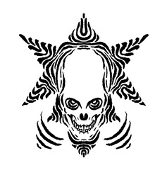skull sketch illustration with cool expression and unique motif