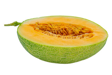 High Quality PNG Picture of half cantaloupe on white background