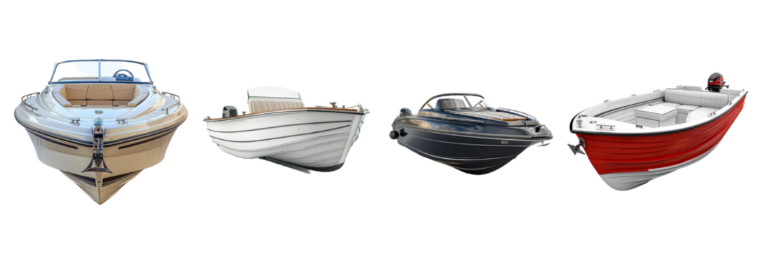 Set of Boat Isolated on Transparent Background. PNG.