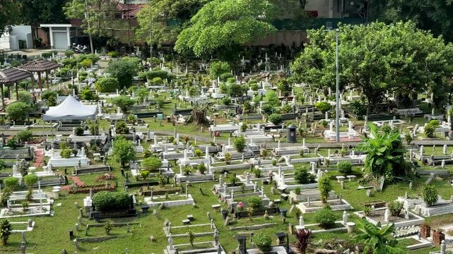 Malaysia, Kuala Lumpur, 24 November 2025 &ndash; the city's Muslim cemetery, an ancient Islamic shrine, graves of the deceased, crematorium and burials in the city