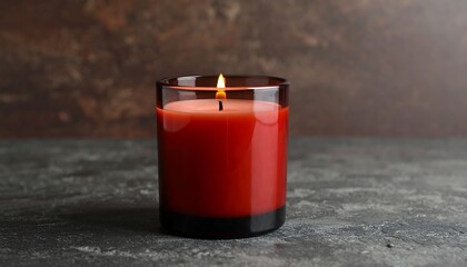 Single red candle on textured surface