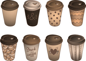 set of coffee cups vector illustration