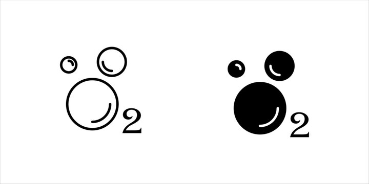 Oxygen O2 line icon set. vector vector illustration, pictogram isolated on white background. color editable