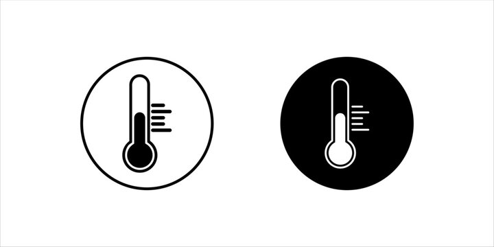 Thermometer icon set . Hot, cold temperature vector. Warm, freeze weather. Celsius, fahrenheit degree.
