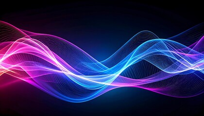 Abstract neon waves in pink, purple, and blue glow across a dark background, representing energy flow.