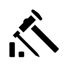 Hammer Nails Carpentry Tool Icon Design