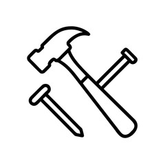 Hammer Nails Carpentry Tool Icon Design