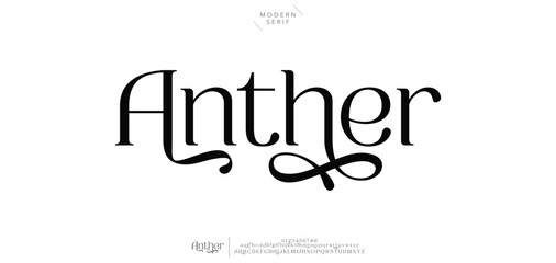 Anther Modern alphabet letters font logo. Typography luxury minimal lettering fonts decorative wedding vintage retro logos. vector illustration
