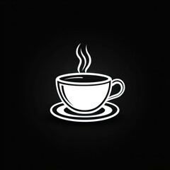 Obraz premium Coffee cup icon on black background.