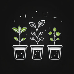 pots with plants growing in them.
