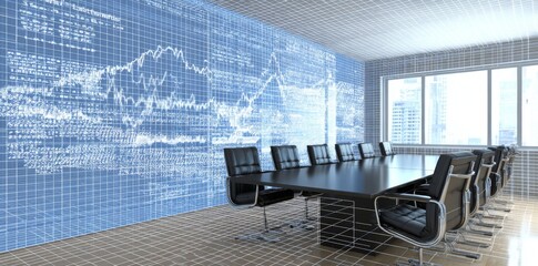 A conference room utilizing algorithms to minimize interruptions and incorporating AI and speech pattern analysis for efficient meetings