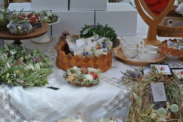 decorated table with flowers