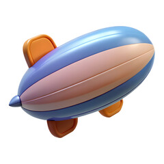 Fototapeta premium Cartoon Blimp Airship Dirigible Aircraft Transportation Flying Vehicle Isolated Object