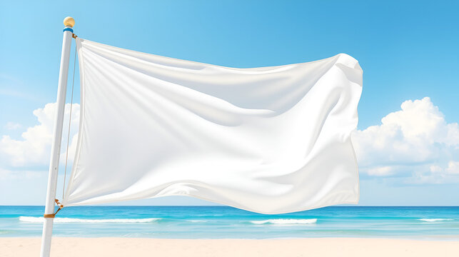 Blank generic beachflag advertising banner, isolated on white,free copy space, fictional artwork illustration
