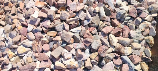 Close up shot of Crushed Stone Landscaping Rock in Bulk.