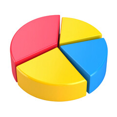 Obraz premium Colorful segmented pie chart displaying analytics on transparent background