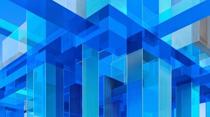 Fototapeta premium Floating cubes are set against an abstract blue background in this example of a geometric and modern digital design