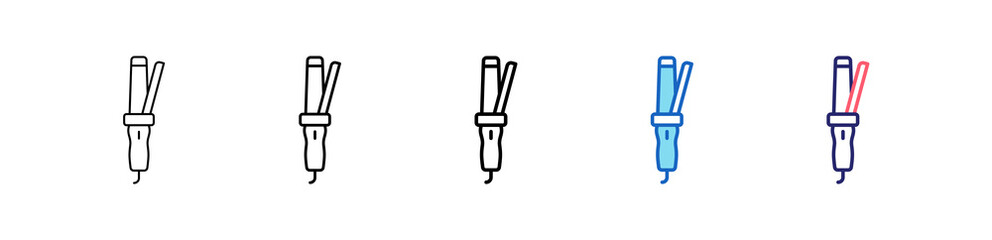 Curler Icon In 5 Different Styles Set Collection.   