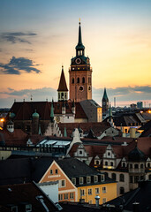 Historic City Skyline at Sunset in Bayern, Germany