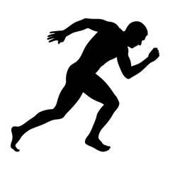 Silhouette of man running sprint race athlete runner jogging competition exercise fitness sport training