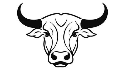 big fat cow face black and white line art vector illustration