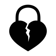 Broken heart padlock icon vector illustration for love lock security and heartbreak symbol design