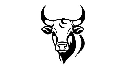 bull head tattoo vector illustration, simple bull head with interested looking face