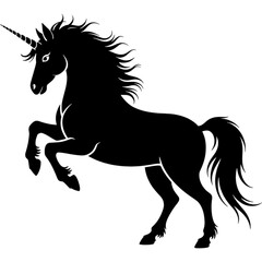 Obraz premium Silhouette of a Rearing Unicorn
