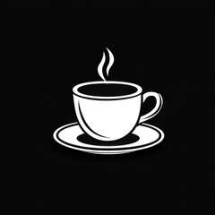 Fototapeta premium Coffee cup icon on black background.