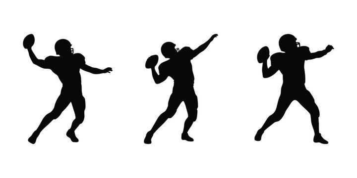 Silhouette of american football quarterback throwing ball vector illustration image design art