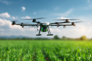 Futuristic Agricultural Drones Spraying Crops in Smart Farming Fields