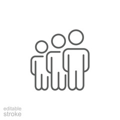 Population growth icon. Outline style. People increase, economic development, demographic trend, business chart, global community, human resource, success progress. Thin line symbol. Editable stroke.