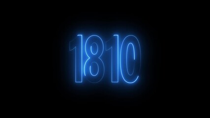 1810 neon line text. Abstract 1810 neon text animation, Glowing neon number text background 4k video animation . important year, important date 1810.
