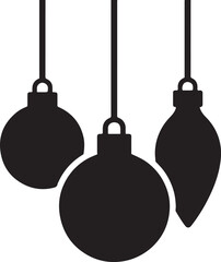 Silhouette vector of Christmas tree baubles in classic round shapes. Perfect for festive decor and holiday designs.