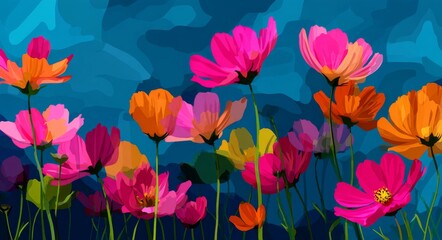 Summer Meadow with Bright Flowers and Blue Sky is a scene that includes elements of summer, meadow, and field